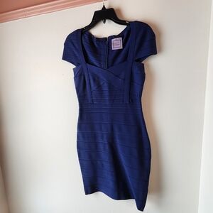 Herve Leger Navy Mini Dress